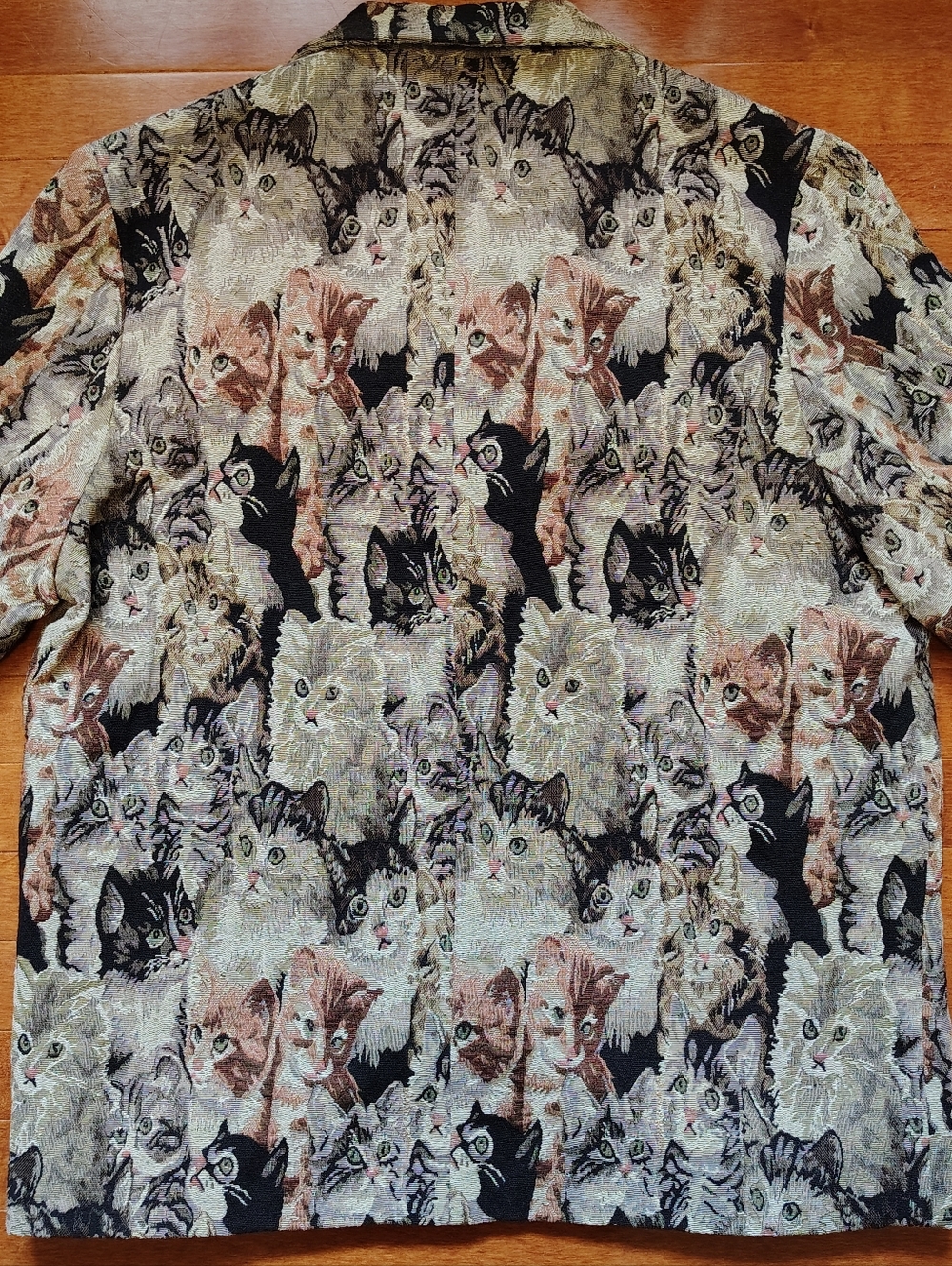 INS ERROR Cat Woven Tapestry Blazer Jacket Streetwear Art to Wear - Men's Large - Picture 9 of 10